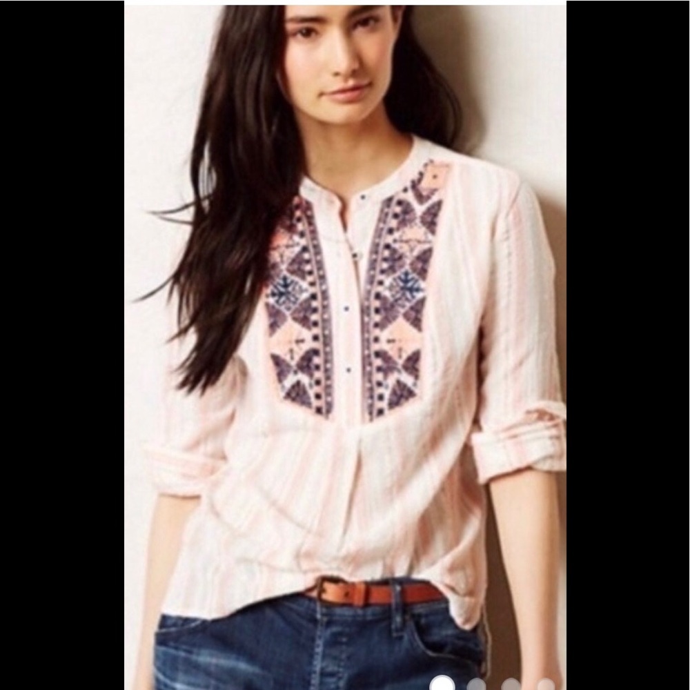 Anthropologie Holding Horses Embroidered Top.